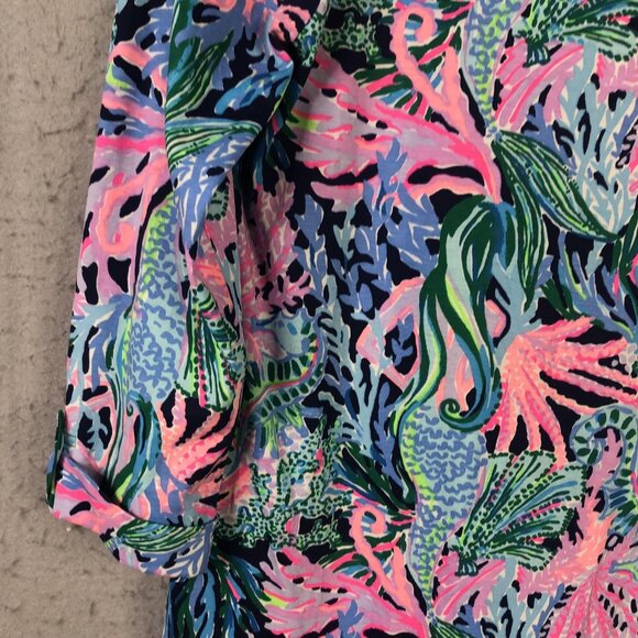 Lilly Pulitzer Dress Womens Medium Multicolor Pima Cotton Sea Life 3/4 Sleeve - Picture 13 of 16
